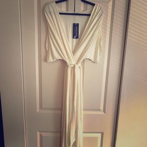 Cream Satin Long Dress